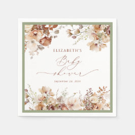Vattenfärg Boho Fall Blommigt Baby Shower Napkins Pappersservett