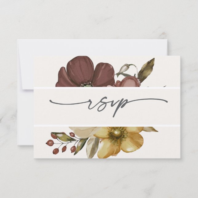 Vattenfärg Boho Neutral Bröllop RSVP Inbjudningar (Framsida)