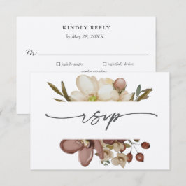 Vattenfärg Boho Neutral & Ros Bröllop RSVP Inbjudningar