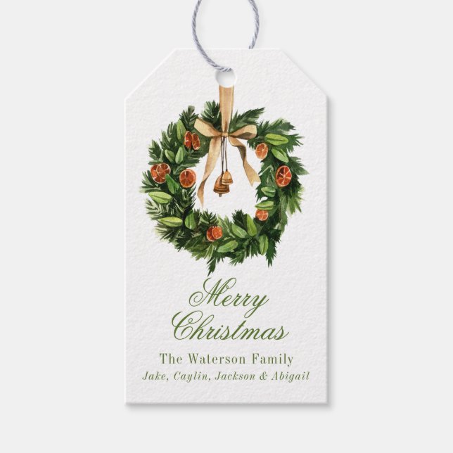 Vattenfärg Boho Orange Segment God jul Presentetikett (Framsidan)