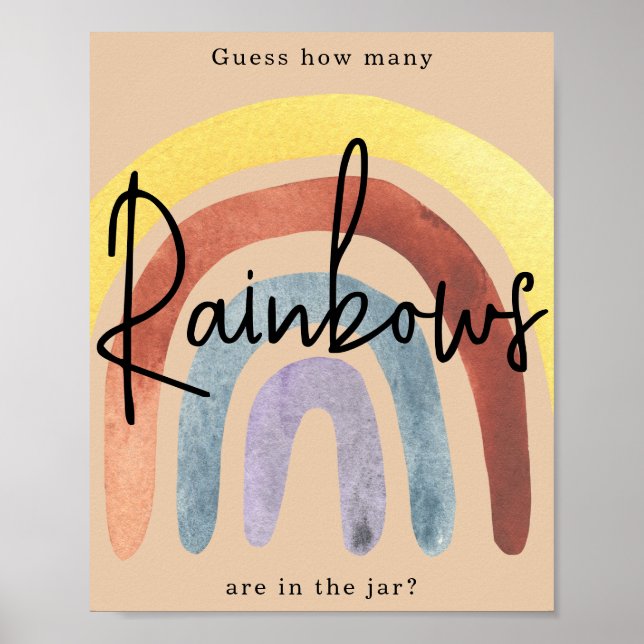 Vattenfärg Boho Rainbow / Hur många regnbågar Post Poster (Framsidan)