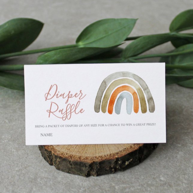 Vattenfärg Boho Regnbåge Baby Shower Blöja Lotteri Tilläggskort (Skapare uppladdad)