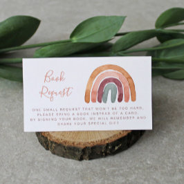 Vattenfärg Boho Regnbåge Baby Shower Bok Begäran   Tilläggskort