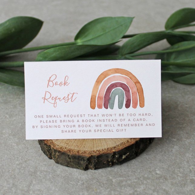 Vattenfärg Boho Regnbåge Baby Shower Bok Begäran   Tilläggskort (Skapare uppladdad)