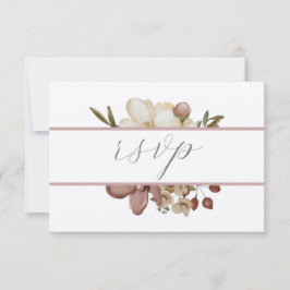 Vattenfärg Boho Ros & Neutral Bröllop RSVP Inbjudningar