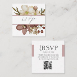 Vattenfärg Boho Ros & Neutral QR-kod RSVP-kort Tilläggskort