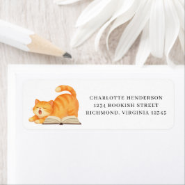 Vattenfärg Bokig Orange Katt Returadress  Etikett