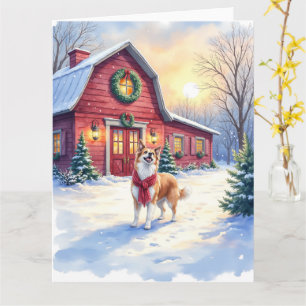 Vattenfärg Border Collie Country Barn Jul Kort