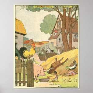 Vattenfärg Boskap Illustrated Poster