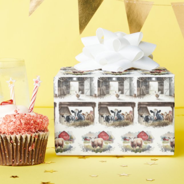 Vattenfärg Boskap Presentpapper (Födelsedagsfest)