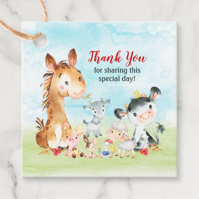 Vattenfärg Boskap Tack Gåvor Etiketter (Framsida)