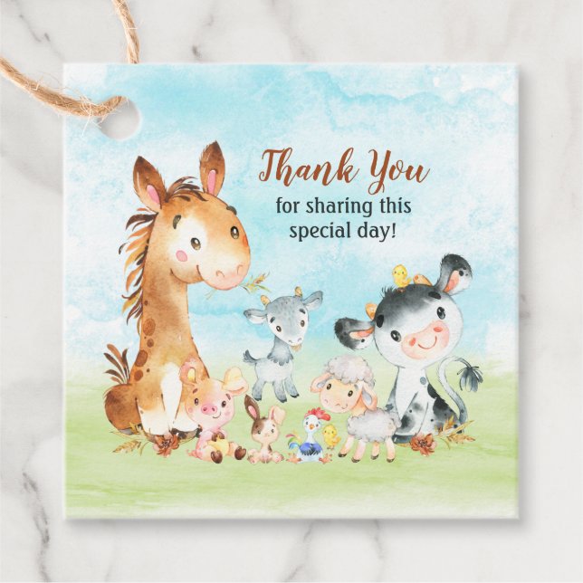 Vattenfärg Boskap Tack Gåvor Etiketter (Framsida)