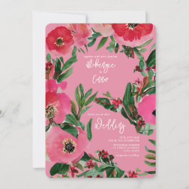 Vattenfärg Botanicals Anemone Rosa Bröllop Inbjudningar