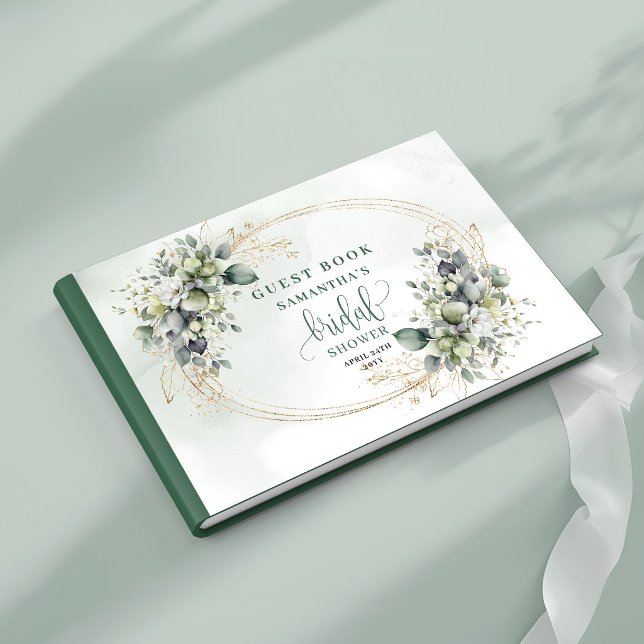 Vattenfärg Botanisk Bröllopsdusch Gästbok (Watercolor Botanical Bridal Shower Guest Book)