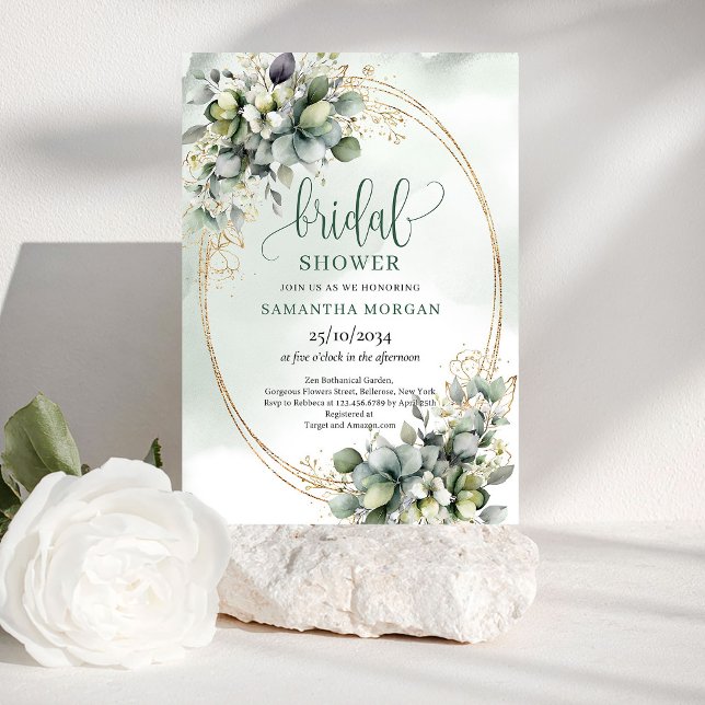 Vattenfärg Botanisk Bröllopsfestinbjudan Inbjudningar (Watercolor Botanical Bridal Shower Invitation)
