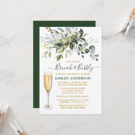 Vattenfärg Botanisk Grönska Guld Brunch Bubbly Inbjudningar