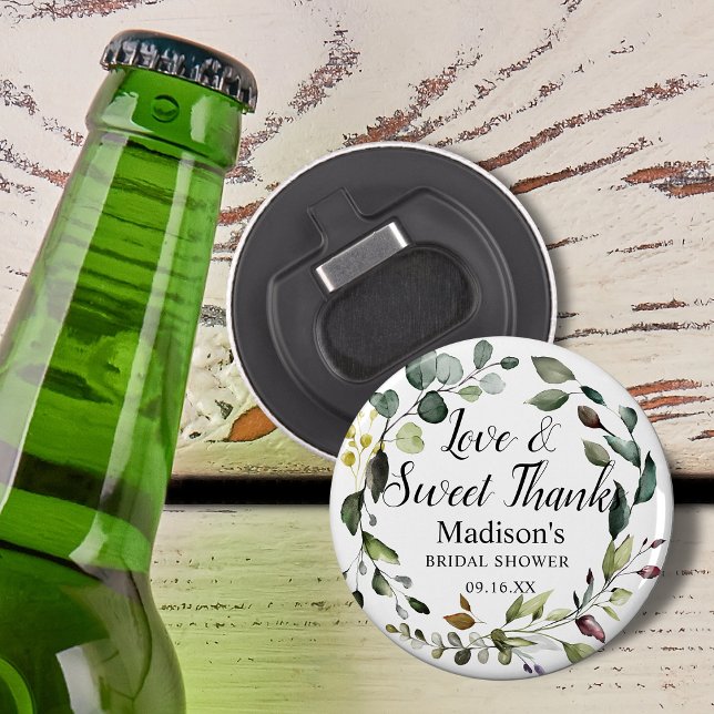 Vattenfärg Botanisk Grönskande Krans Tack Flasköppnare (Watercolor Botanical Greenery Wreath Thank You Bottle Opener)