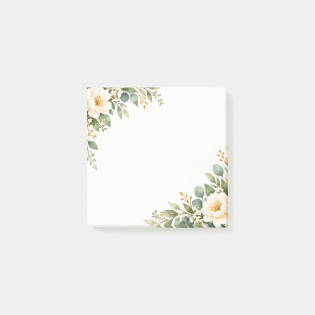 Vattenfärg Botanisk Hörnvuxthandlingspapper Post-it Block (Framsida)