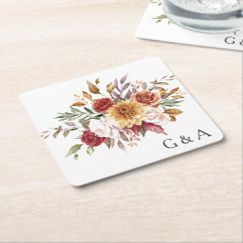 Vattenfärg botanisk höst underlägg papper kvadrat