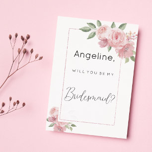 Vattenfärg botanisk pastell rosa blommande brudtjä inbjudningar