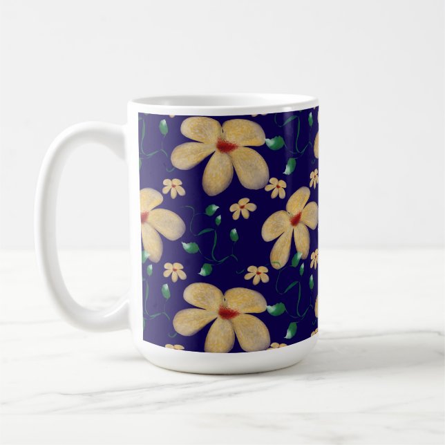 Vattenfärg Botanisk Sömlös Mönster   Kaffemugg (Vänster)
