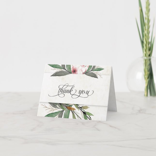 Vattenfärg Botaniska Blommar Bröllop Tack (Framsida)