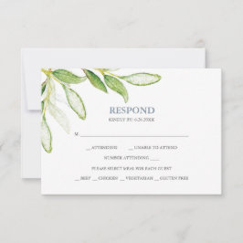 Vattenfärg Botaniska Grönska Svar RSVP-kort
