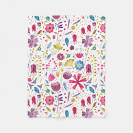 Vattenfärg Botaniska Wildblommor Hedgerow Painting Fleecefilt