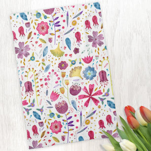 Vattenfärg Botaniska Wildblommor Hedgerow Painting Kökshandduk
