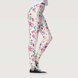Vattenfärg Botaniska Wildblommor Hedgerow Painting Leggings