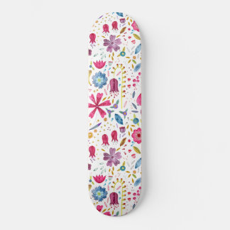 Vattenfärg Botaniska Wildblommor Hedgerow Painting Mini Skateboard Bräda 18,5 Cm