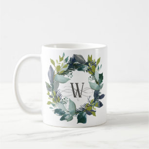 Vattenfärg Botaniskt andningsskydd Grönt Monogra Kaffemugg