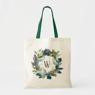 Vattenfärg Botaniskt andningsskydd Grönt Monogram Tygkasse
