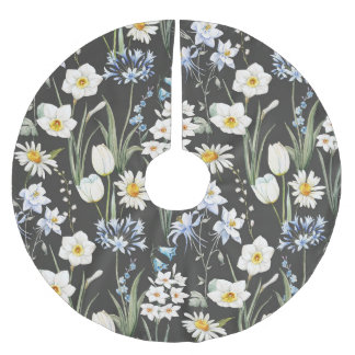 Vattenfärg botaniskt, blommigt vår mönster. julgransmatta borstad polyester