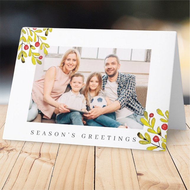 Vattenfärg Botaniskt grönt jultomte Helgkort (Skapare uppladdad)