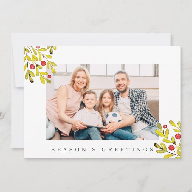 Vattenfärg Botaniskt grönt jultomte Julkort (Framsida)