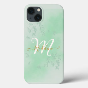Vattenfärg Botaniskt Löv Foliage Monogram