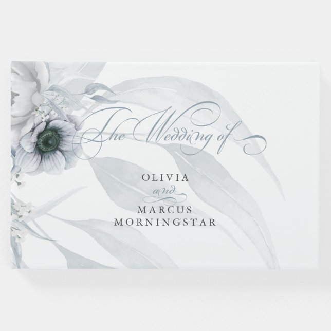 Vattenfärg botaniskt och Blommigt i Dusty Blue Gästböcker (Framsida)