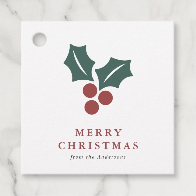 Vattenfärg Botaniskt rött berry jul - lök Gåvor Etiketter (Framsida)