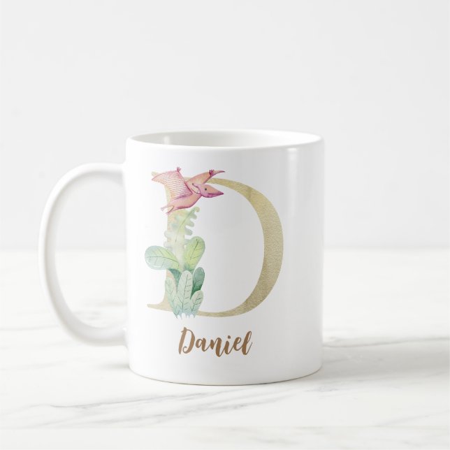 Vattenfärg brev D med dinosaur Kaffemugg (Vänster)
