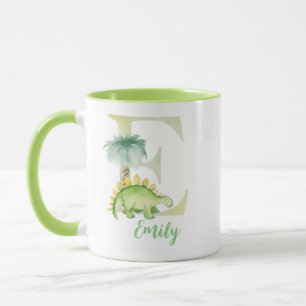 Vattenfärg brev E med dinosaur Mugg