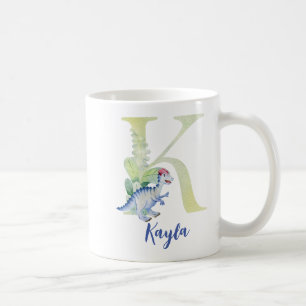 Vattenfärg brev K med dinosaur Kaffemugg