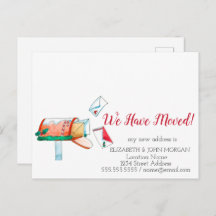 Vattenfärg brevlåda jul vi har flyttat