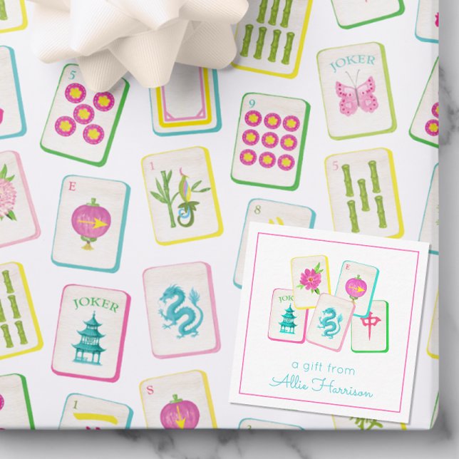 Vattenfärg Bright Mahjong Tiles-hölje Anteckningskort (Skapare uppladdad)