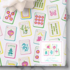 Vattenfärg Bright Mahjong Tiles-hölje Fyrkantigt Klistermärke