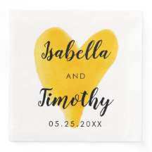 Vattenfärg Bröllop Hand med Gult Heart