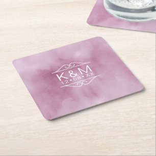 Vattenfärg Bröllop Lilac ID654 Underlägg Papper Kvadrat