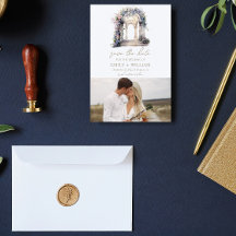 Vattenfärg Bröllopsblommig Båge Spara Datum