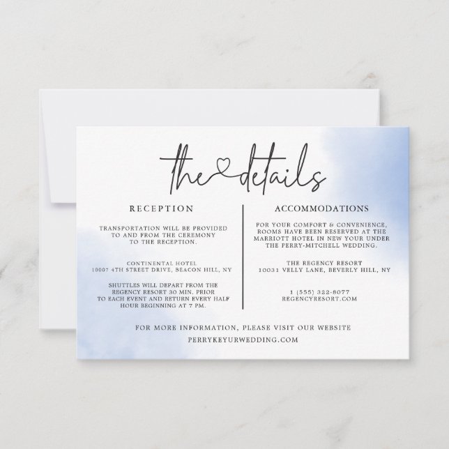 Vattenfärg Bröllopsdetaljer Informationsmall Inbjudningar (Framsida)