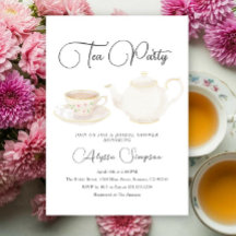 Vattenfärg Bröllopsdusch för Tea Party